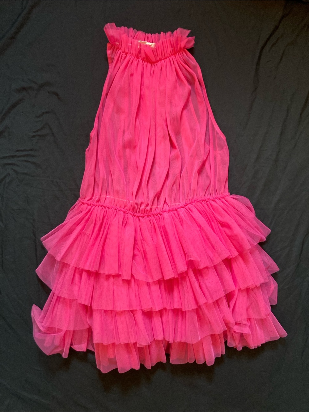 Anthropologie Pink Tiered Tulle Dress Halter Elastic Women's One Size